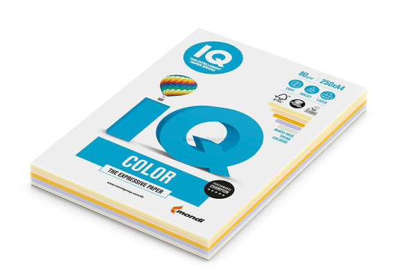 Barevný papír IQ COLOR, A4, 80g, trendový mix