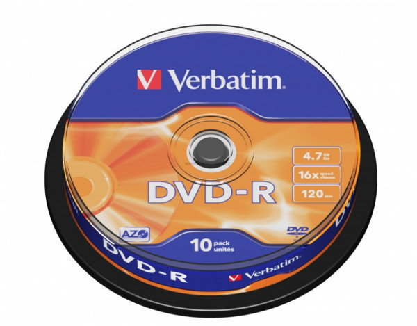 DVD-R Verbatim AZO Matt Silver 4.7GB 16x, cake box 10 ks