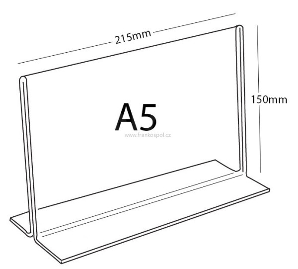 Plexi stojánek "T", A5, na šířku