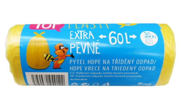Pytel HDPE na tříděný odpad TOP, plast 60L, 30ks/role
