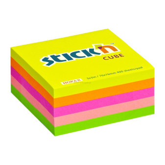 Samolepicí bloček Stick'n by HOPAX Kostka, 76 x 76 mm, 400 lístků, neonový mix