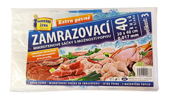 Sáčky zamrazovací mikrotenové, 30 x 40 cm, 40 ks