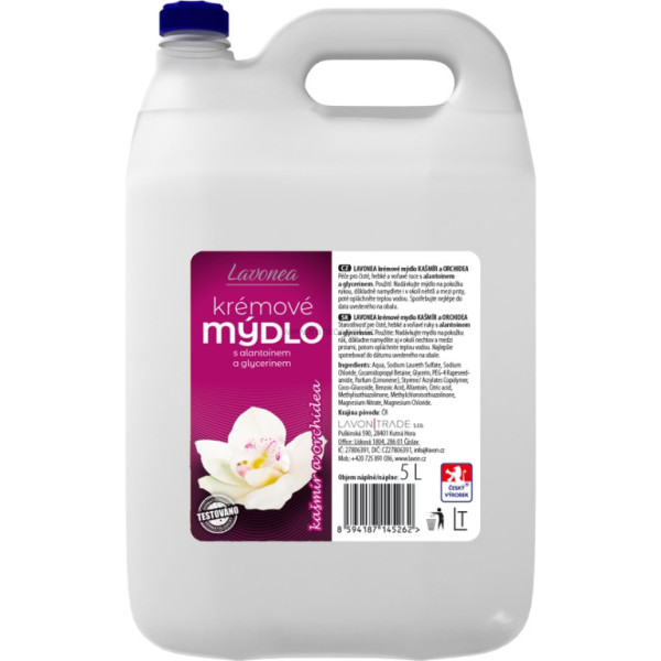 Tekuté mýdlo LAVONEA krémové, 5 l, Kašmír & Orchidea