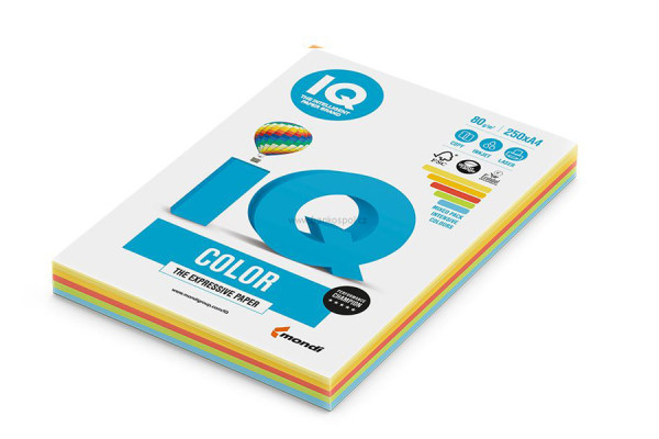 Barevný papír IQ COLOR, A4, 80g, intenzivní mix