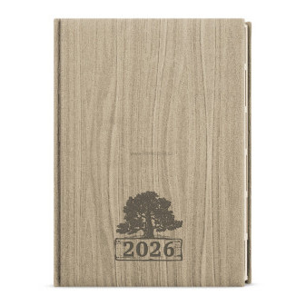Týdenní diář OSKAR s výsekem WOOD, A5, světle hnědý