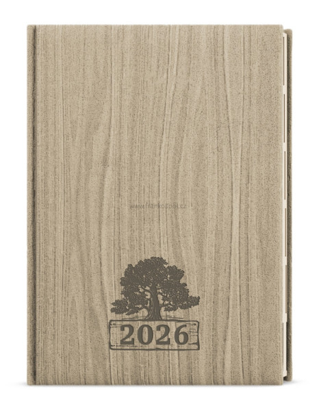 Týdenní diář OSKAR s výsekem WOOD, A5, světle hnědý