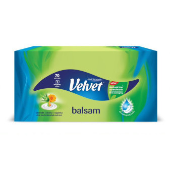 Papírové kapesníčky VELVET Balsam, 3-vrstvé, 70 ks