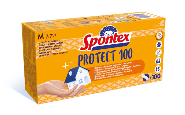 Rukavice jednorázové SPONTEX Protect 100, vinylové, vel. M