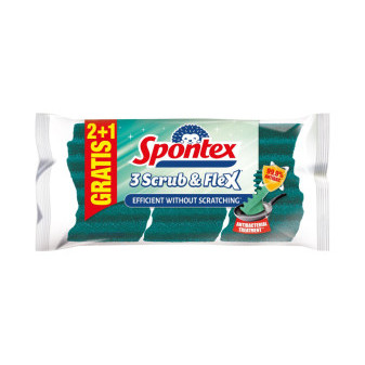 Houbička na nádobí SPONTEX Scrub & Flex, 2+1 ks