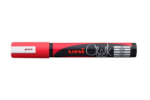 Křídový popisovač UNI Chalk Marker, 1,8-2,5 mm, červený