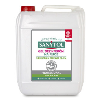 SANYTOL Professional dezinfekční gel na ruce, 5 l, zelený čaj