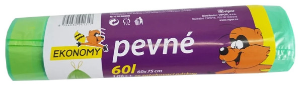 Pytle do koše 60l zatahovací v roli, zelené