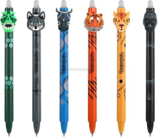 Gumovací pero COLORINO Clicker, 0,5 mm, Divoká zvířata