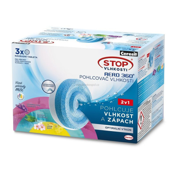 CERESIT Stop vlhkosti náhradní tablety AERO 360° 2v1, triopack