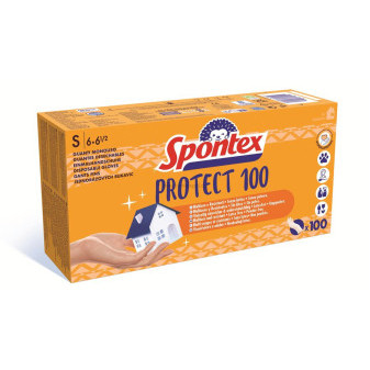 Rukavice jednorázové SPONTEX Protect 100, vinylové, vel. S