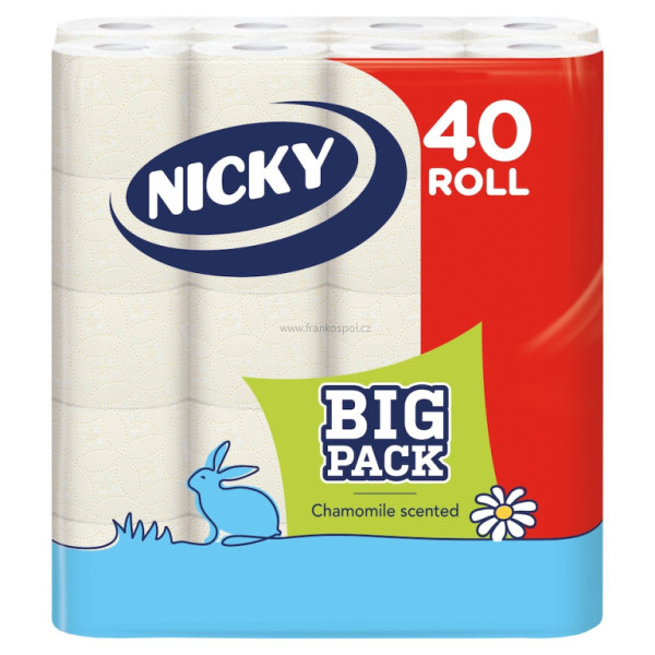 Toaletní papír NICKY Big Pack, heřmánek, 3-vrstvý, 40 rolí