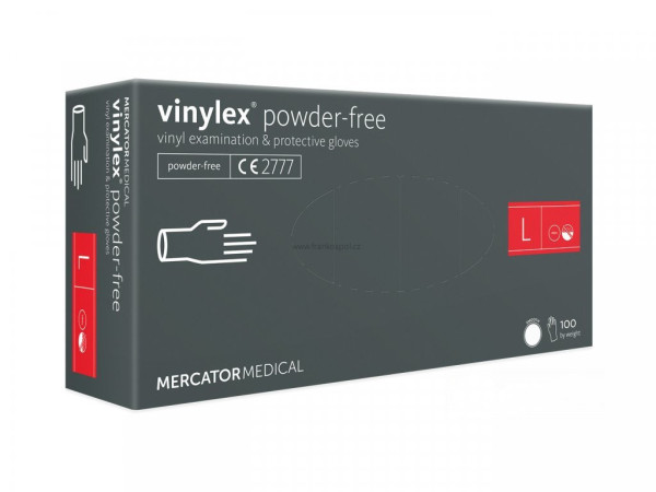 Rukavice jednorázové MERCATOR Vinylex, vinylové, nepudrované, vel. L