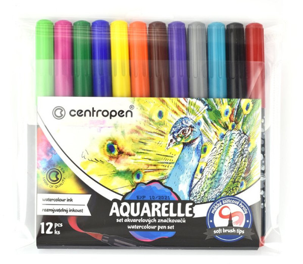 Popisovač CENTROPEN Aquarelle, sada 12 ks