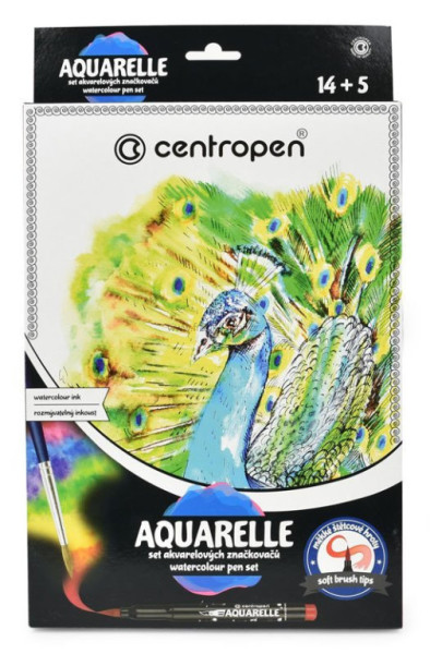 Popisovač CENTROPEN Aquarelle, sada 14+5 ks