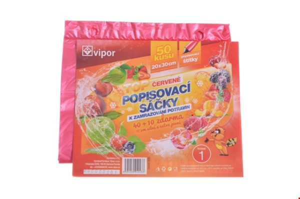 Sáčky zamrazovací mikrotenové TOP, 20 x 30 cm, 50 ks, červené