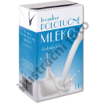 Mléko trvanlivé polotučné, 1,5%, 1l