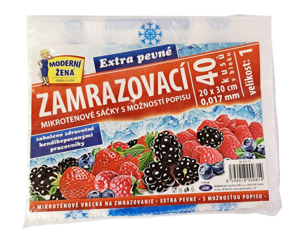 Sáčky zamrazovací mikrotenové, 20 x 30 cm, 40 ks
