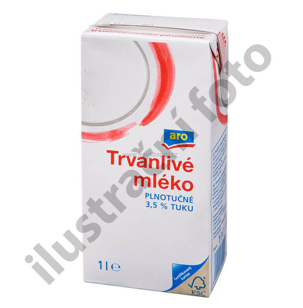 Mléko trvanlivé plnotučné, 3,5%, 1l
