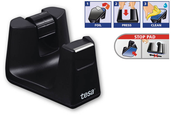 Odvíječ lepicí pásky stolní TESA Easy cut Smart, černý