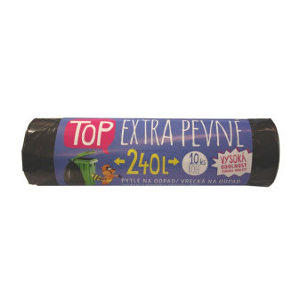 Pytel na odpad LDPE Extra TOP 240L, 10ks/role, černý