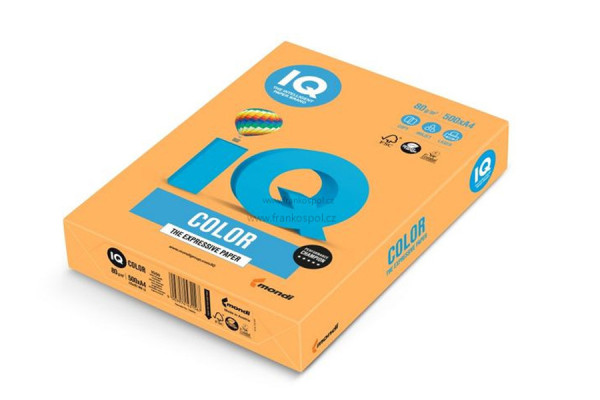 Barevný papír IQ COLOR, A4, 80g, neon. oranžový