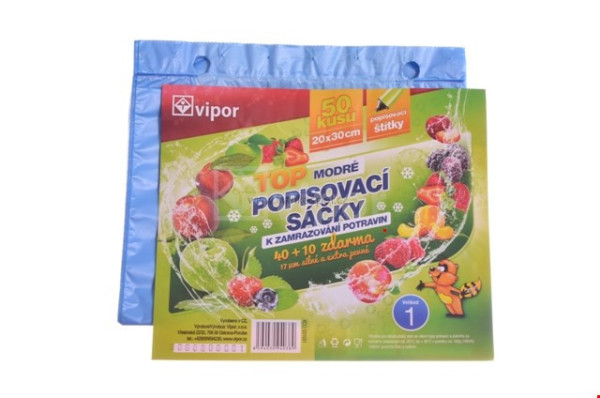 Sáčky zamrazovací mikrotenové TOP, 20 x 30 cm, 50 ks, modré